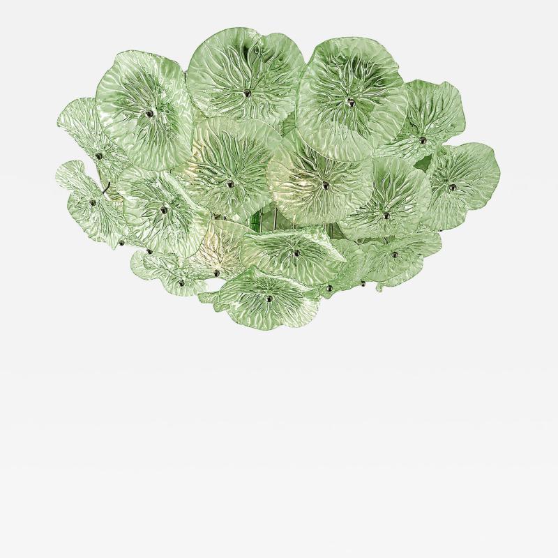  SimoEng Contemporary Floreal Green Murano Glass Flush Mount by Simoeng