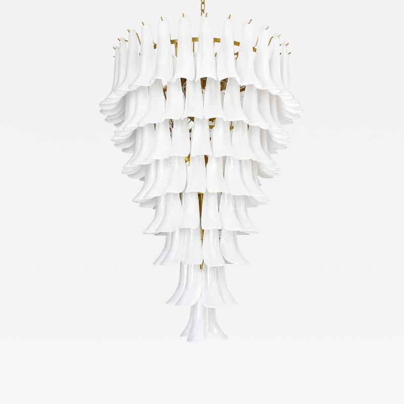  SimoEng Contemporary Frosted Selle Murano Glass Chandelier in Mazzega Style by Simoeng