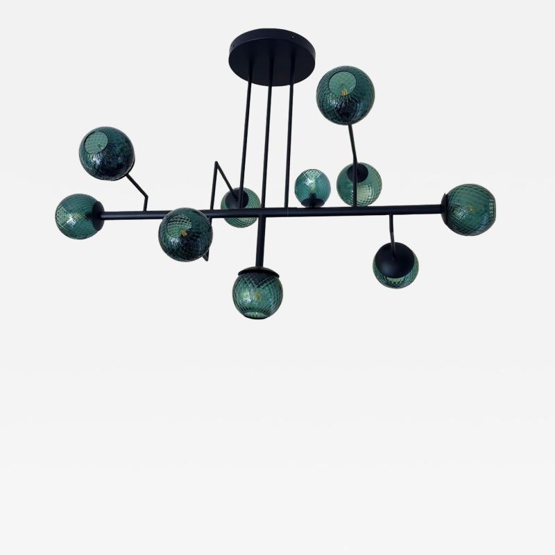  SimoEng Contemporary Green Spheres Murano Glass Sputnik Chandelier by Simoeng