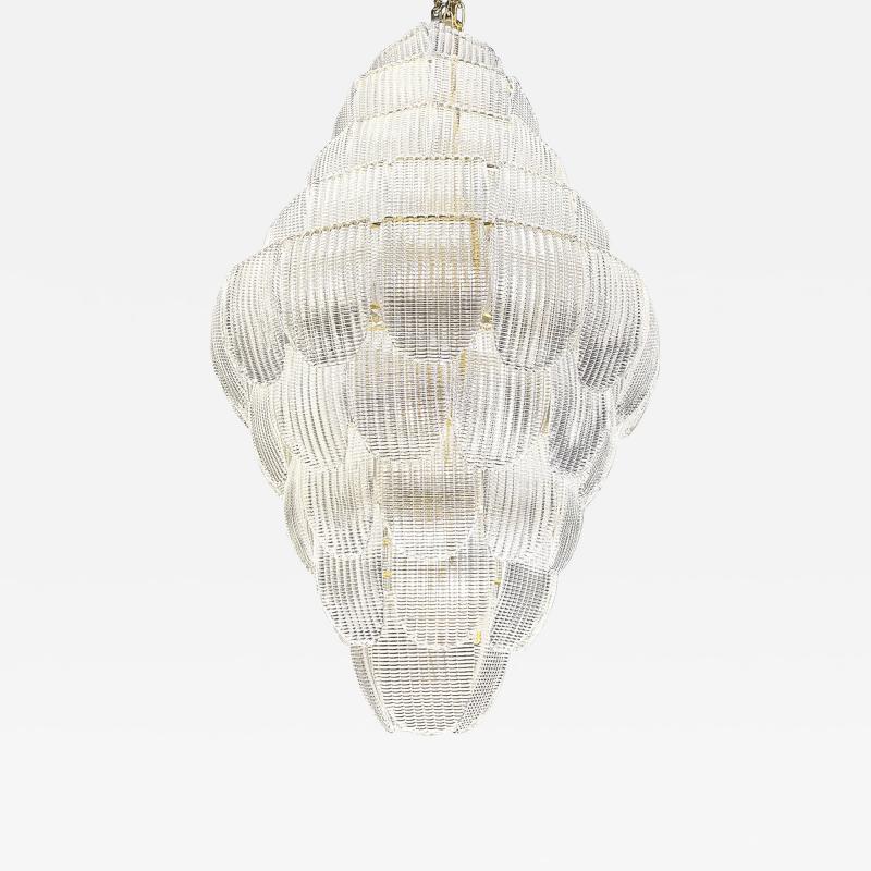  SimoEng Contemporary Imperial Diamanted Trasparent Petals Murano Glass Chandelier