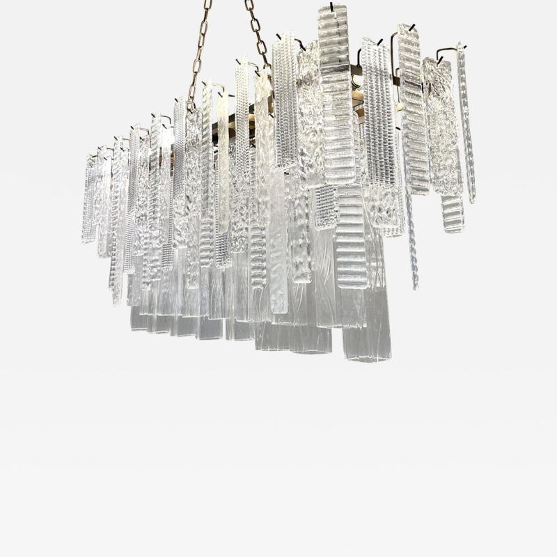  SimoEng Contemporary Italian Rectangular Strip Listelli Murano Chandelier by Simoeng