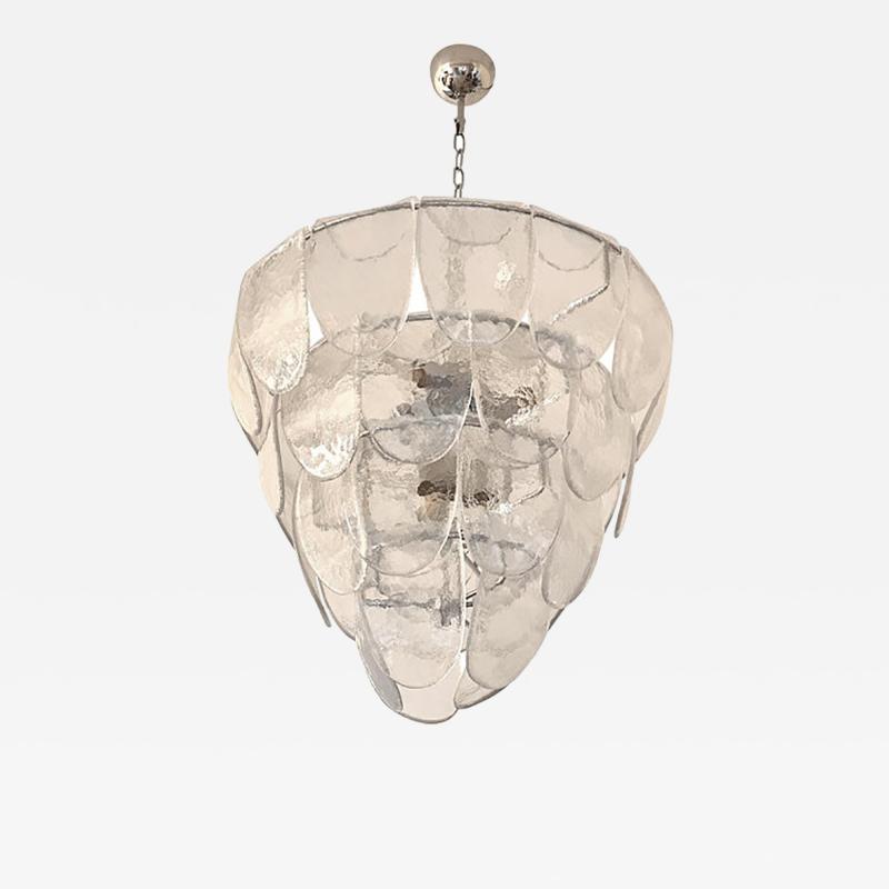  SimoEng Contemporary Modern Clear Petals Murano Style Glass Chandelier