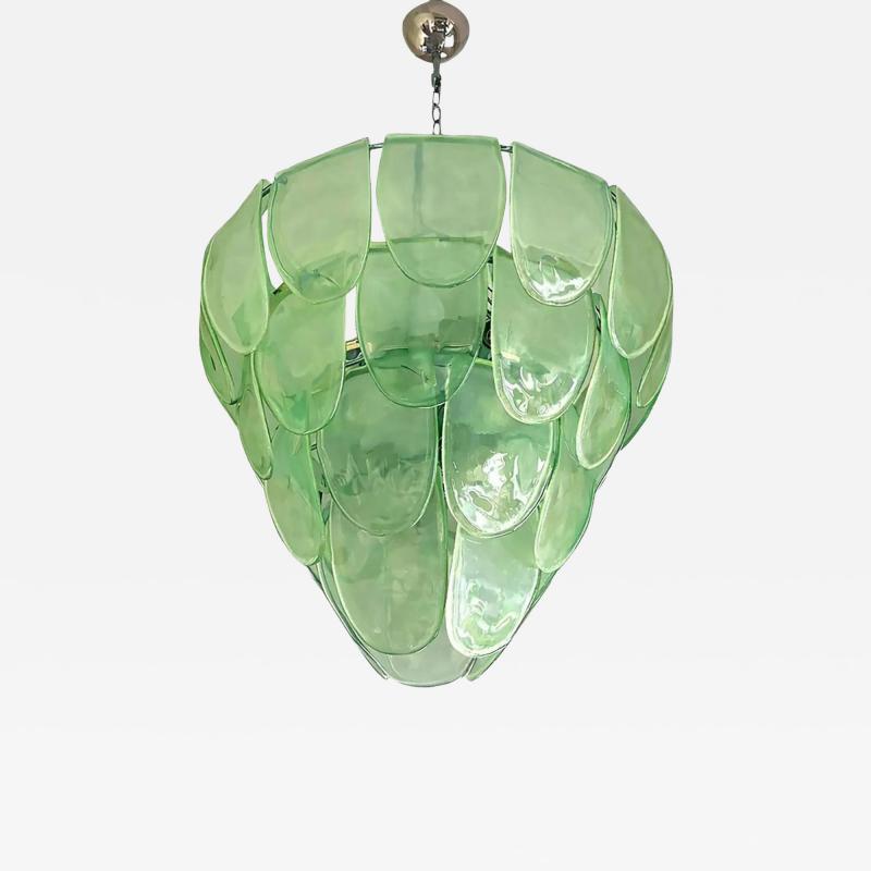  SimoEng Contemporary Modern Green Petals Murano Glass Chandelier by Simoeng
