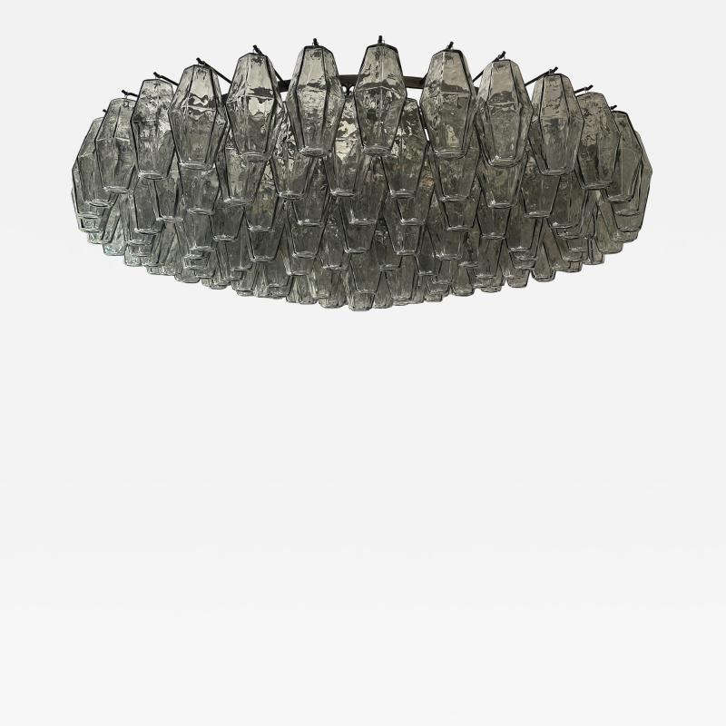  SimoEng Contemporary Modern Grey Poliedri Murano Glass Flush Mount by Simoeng