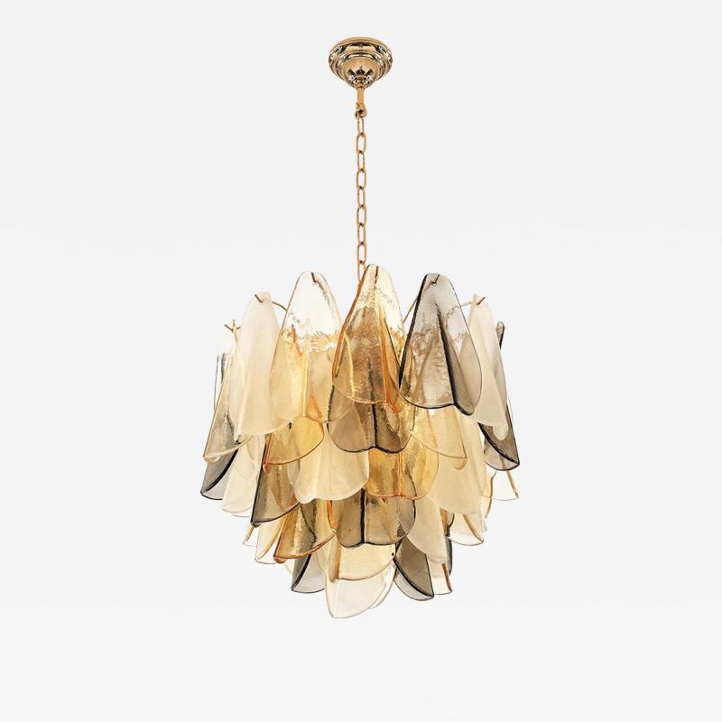 SimoEng Contemporary Modern Multicolor Amber Rondini Murano Chandelier by Simoeng