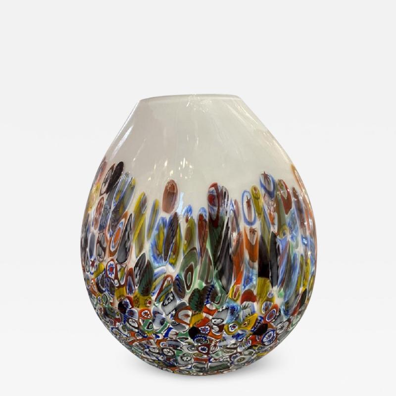  SimoEng Contemporary Murrine Murano Glass Style With Multicolored Vase