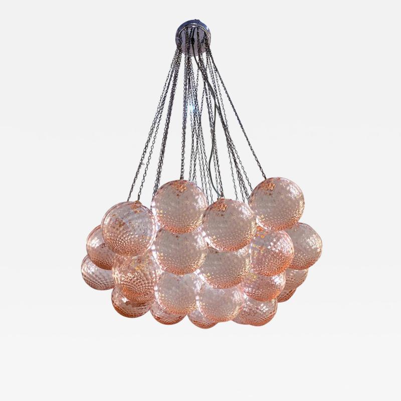  SimoEng Contemporary Pink Ballotton Murano Glass Spheres Chandelier by SimoEng