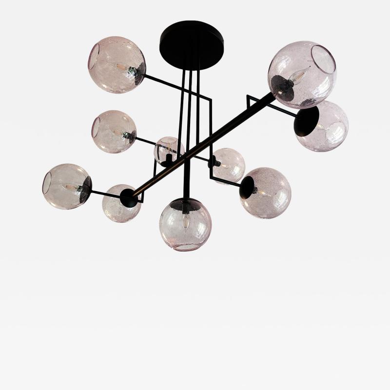  SimoEng Contemporary Pink Pulegoso Spheres Murano Glass Sputnik Chandelier by Simoeng