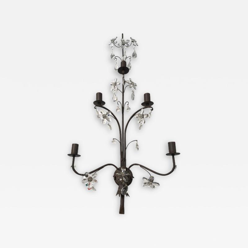  SimoEng Contemporary Rush and Crystal Flowers Wall Lamp