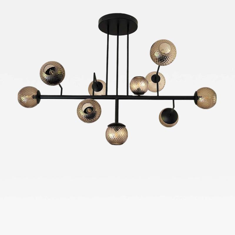  SimoEng Contemporary Smoked Fum Ballotton Spheres Attributed to Murano Glass Sputnik