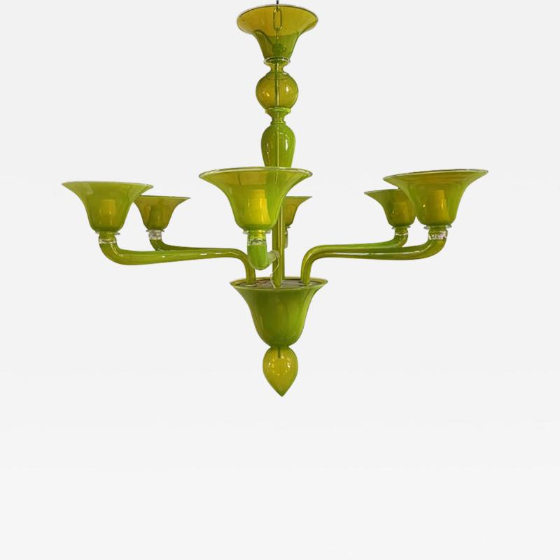  SimoEng Contemporary Translucent Apple Green Murano Style Glass Chandelier