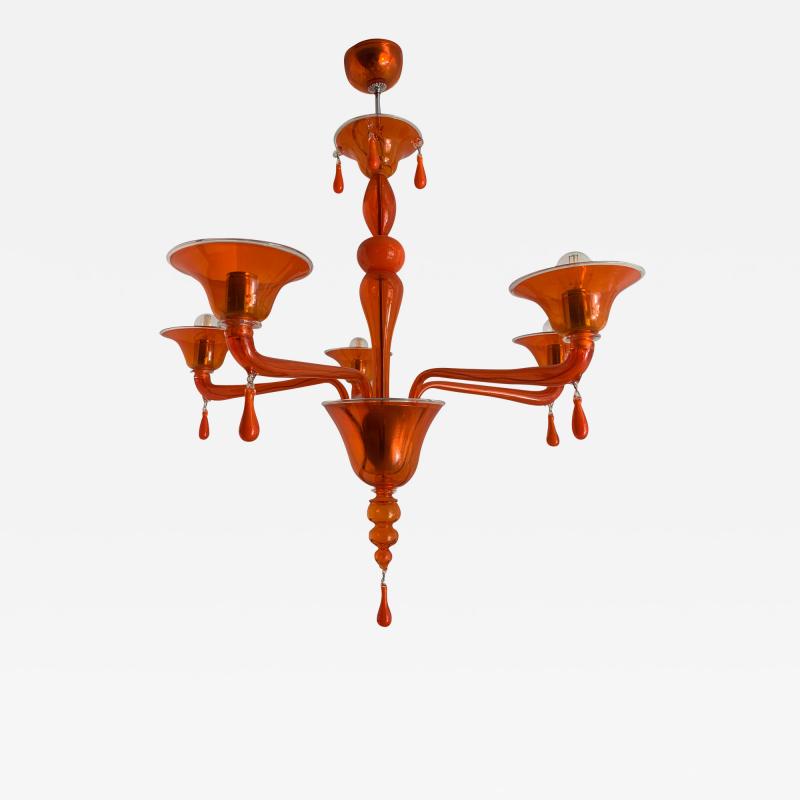  SimoEng Contemporary Translucent Orange Glass Chandelier