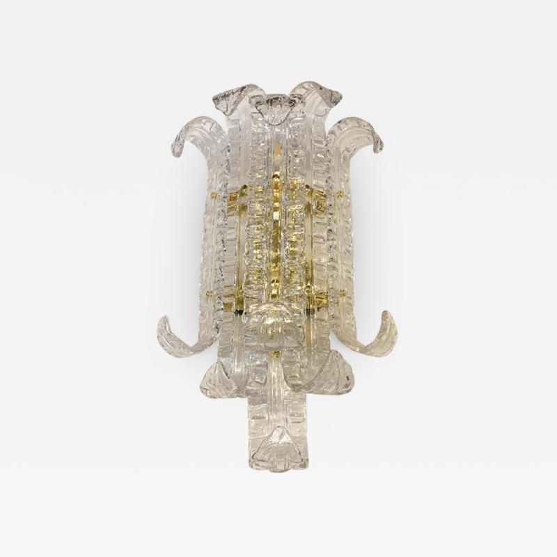  SimoEng Contemporary Transparent Lingue Murano Glass Wall Lamp in Barovier Style