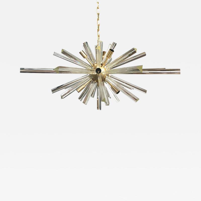  SimoEng Contemporary Transparent Triedro Murano Glass Oval Sputnik Chandelier