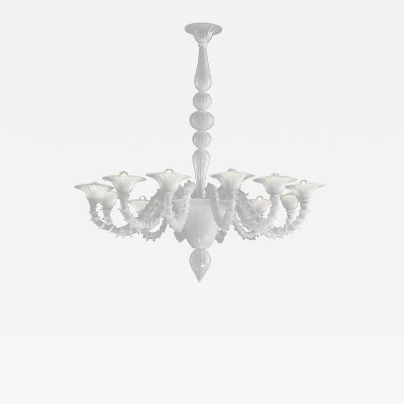  SimoEng Contemporary White Rezzonico Murano Style Glass Chandelier