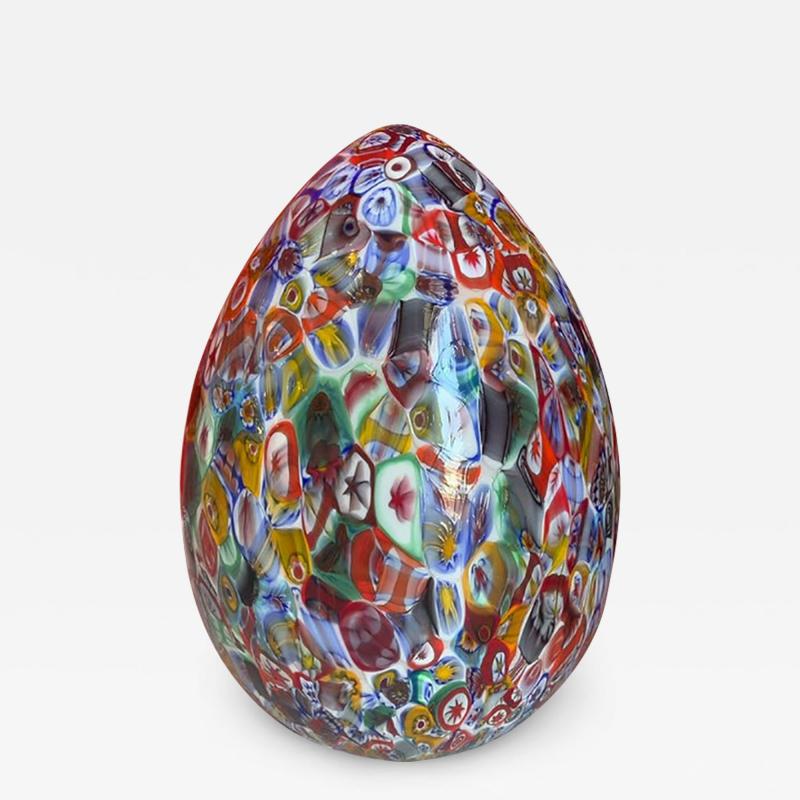  SimoEng Floral Multicolor Murano Style Glass Egg Small Table Lamp
