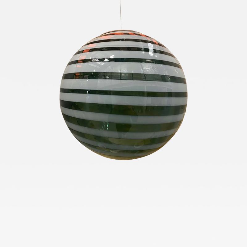  SimoEng Green and White Swiriling Sphere Pendant in Murano Style Glass Italian