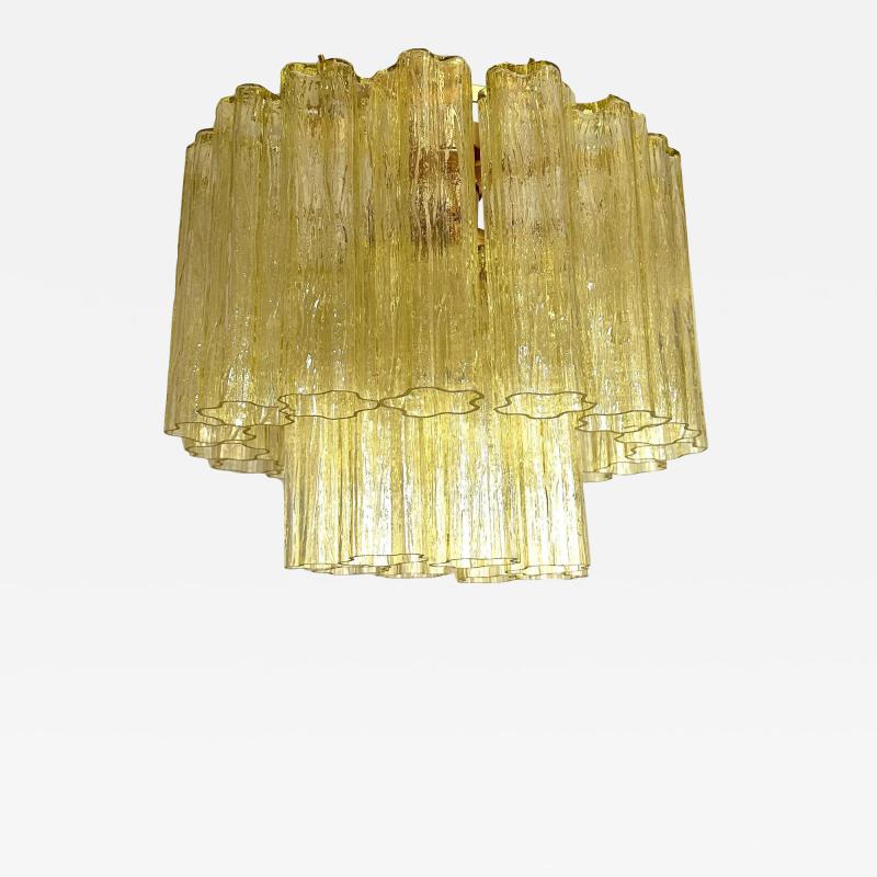  SimoEng Handcrafted Flush Mount in Gold with Amber Murano Glass by Simoeng for Simoeng