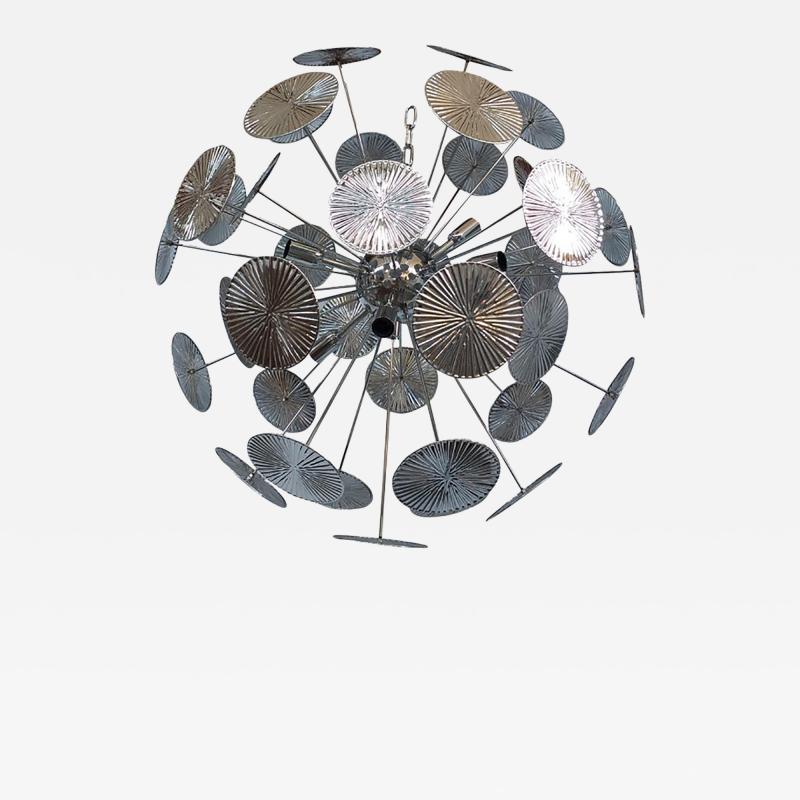  SimoEng Handmade Hammered Sputnik Chandelier in Kromo Discs Italian Made