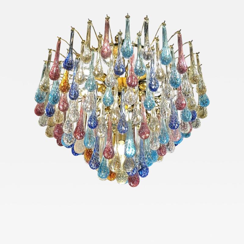  SimoEng Huge Scenographic Multicolor Drops Murano Glass Chandelier by Simoeng