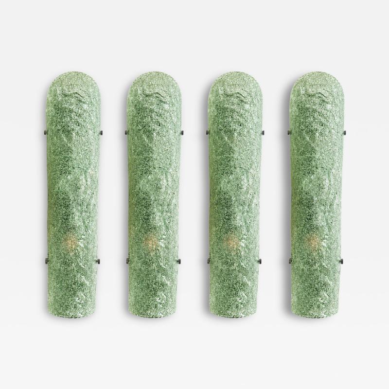  SimoEng Impressive Hammered Green Graniglia Murano Glass Wall Sconces Set of 4