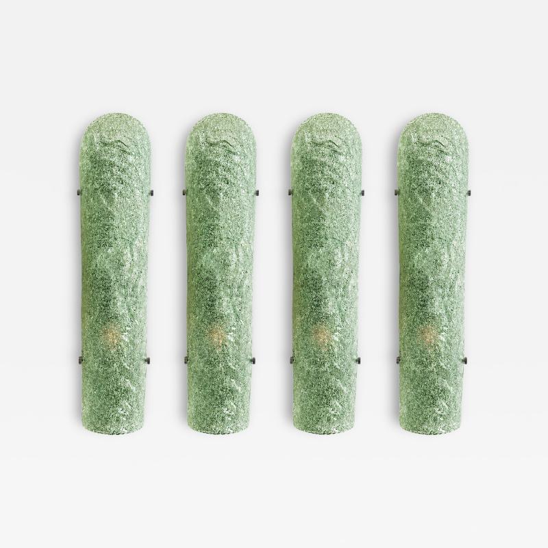  SimoEng Impressive Hammered Green Graniglia Murano Glass Wall Sconces Set of 4