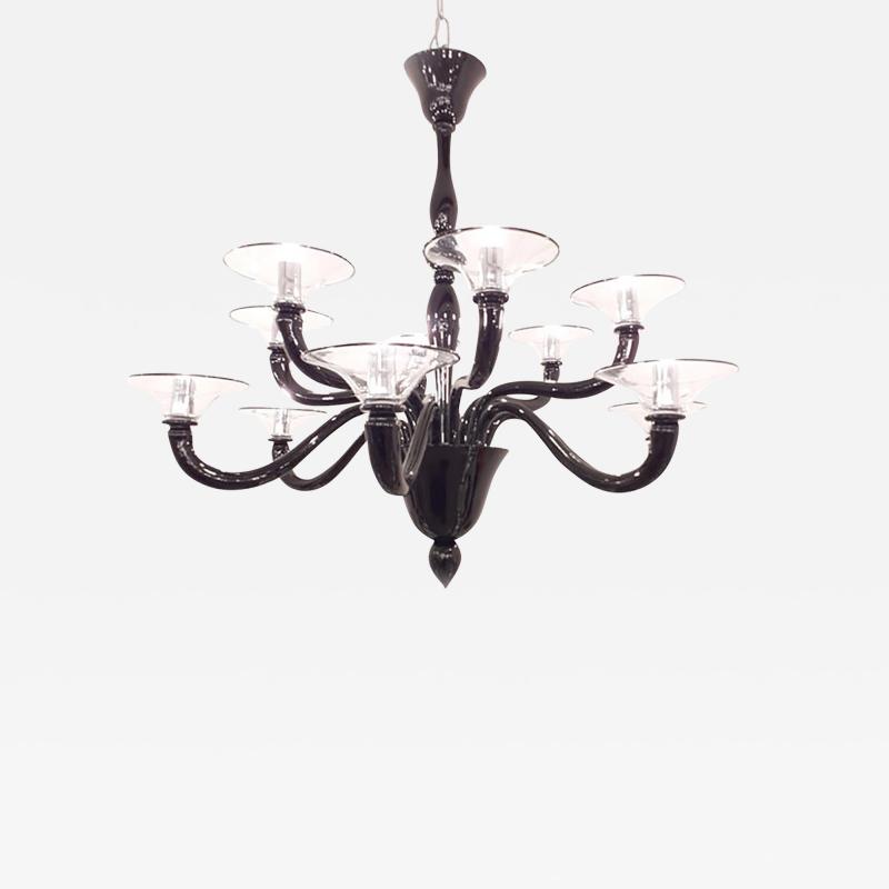  SimoEng Italian Contemporary Black Murano Style Glass Chandelier