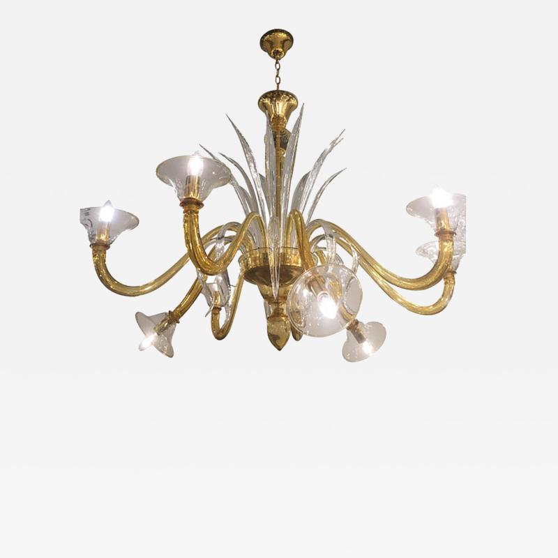  SimoEng Italian Contemporary Yellow Murano Style Glass Chandelier