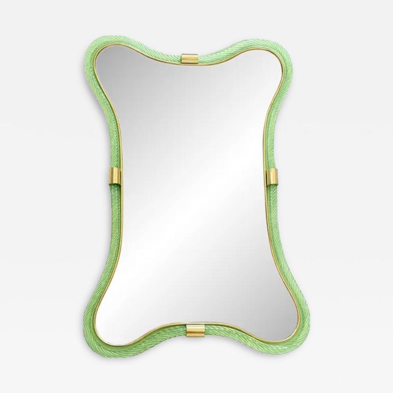  SimoEng Italian Green Weathered Murano Glass Mirror by Simoeng for Simoeng