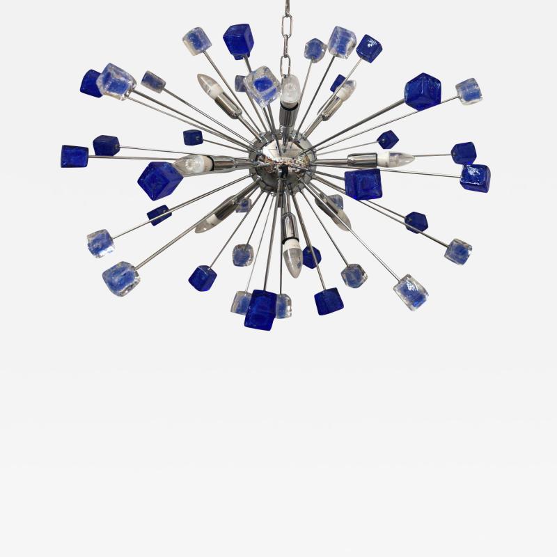  SimoEng Italian Handmade Blue Murano Glass Sputnik Chandelier