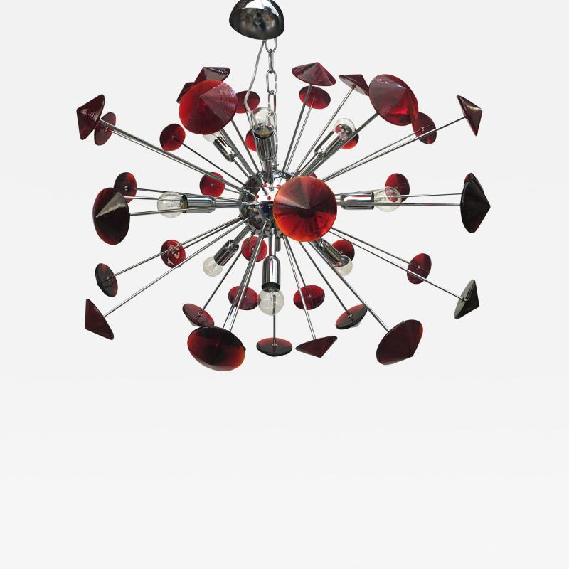  SimoEng Italian Handmade Murano Glass Red Sputnik Chandelier