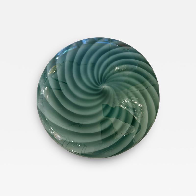  SimoEng Italian Milky White and Green Swirls Murano Glass Flush Mount or Wall Sconce