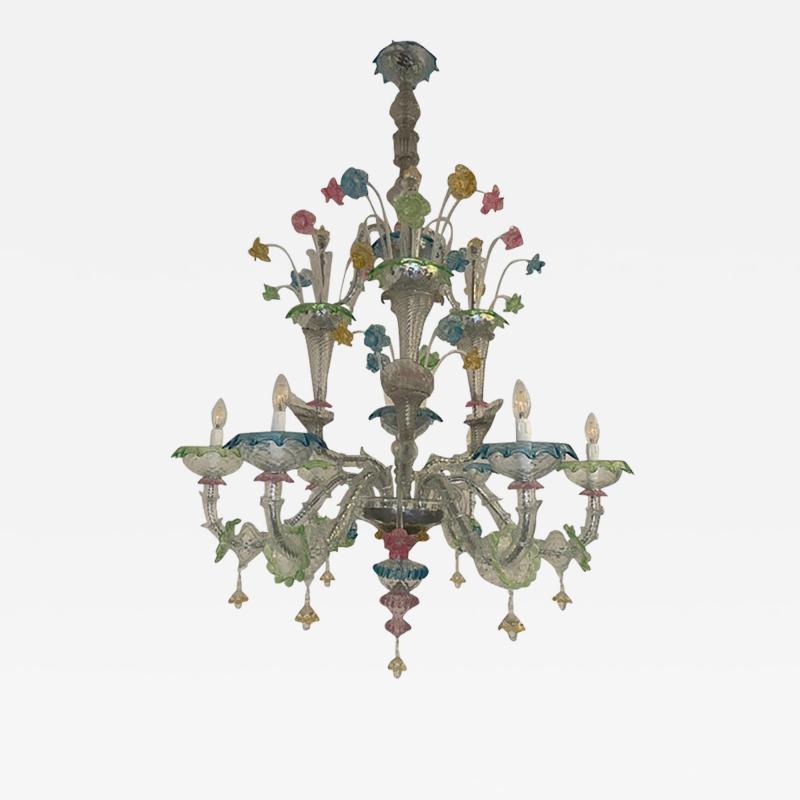  SimoEng Italian Modern Multicolors Flowers Murano Glass Chandelier