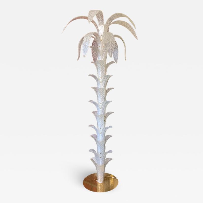  SimoEng Italian Opalino Palm Tree Murano Glass Floor Lamp