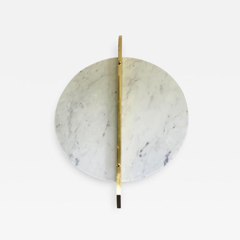  SimoEng Italian Wall Light in White Carrara Marble Disc and Brass Metal Frame by Simoeng