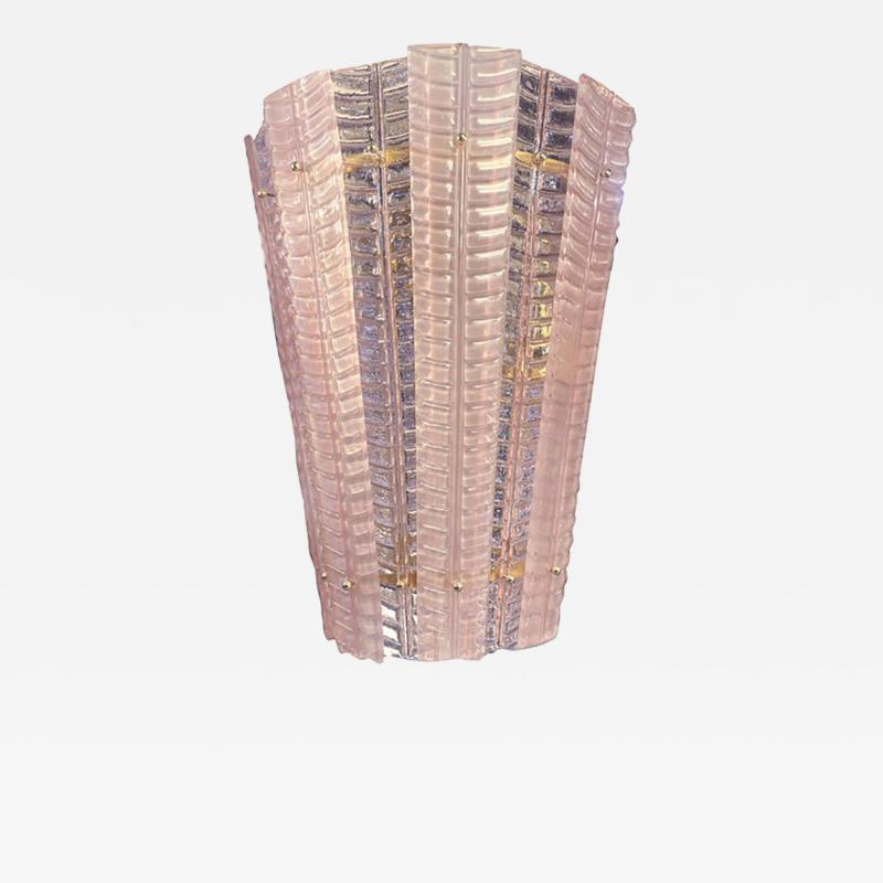  SimoEng Lantern in Pink Transparent and Sanded Murano Glass in Barovier E Toso Style