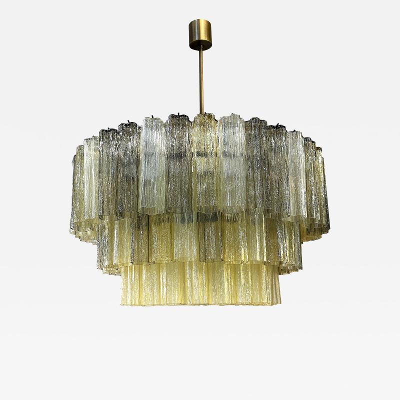  SimoEng Mid Century Modern Italian Amber and Fum Tronchi Murano Glass Chandelier
