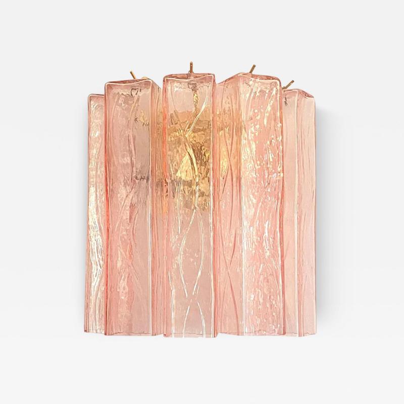  SimoEng Mid Century Modern Style Pink Squared Murano Glass Wall Sconce