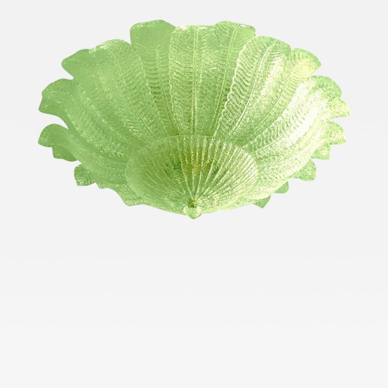  SimoEng Mid Century Modern Style Venetian Green Leafs Murano Style Glass Flush Mount