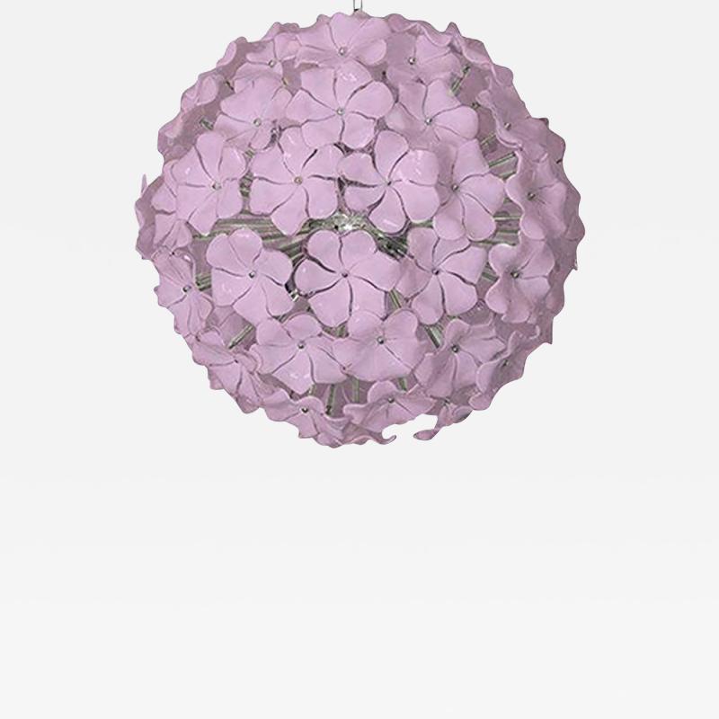  SimoEng Modern Venetian Pink Flowers Murano Style Glass Sputnik Chandelier