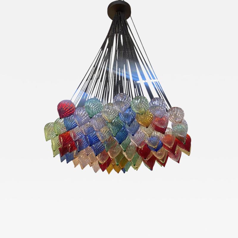  SimoEng Multicolored Murano Style Glass Drops Chandelier by Simoeng