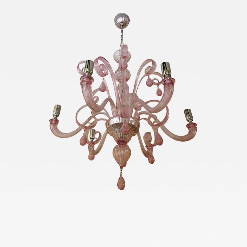  SimoEng Murano Glass Chandelier in Pink 6 Arms