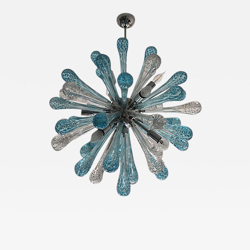  SimoEng Murano Glass Light Blue and Clear Sputnik Italian Chandelier