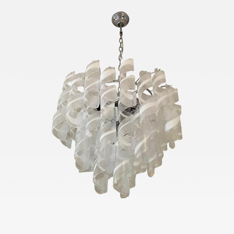  SimoEng Murano Glass Sputnik Chandelier With Swirling Italian Glass Clear and White