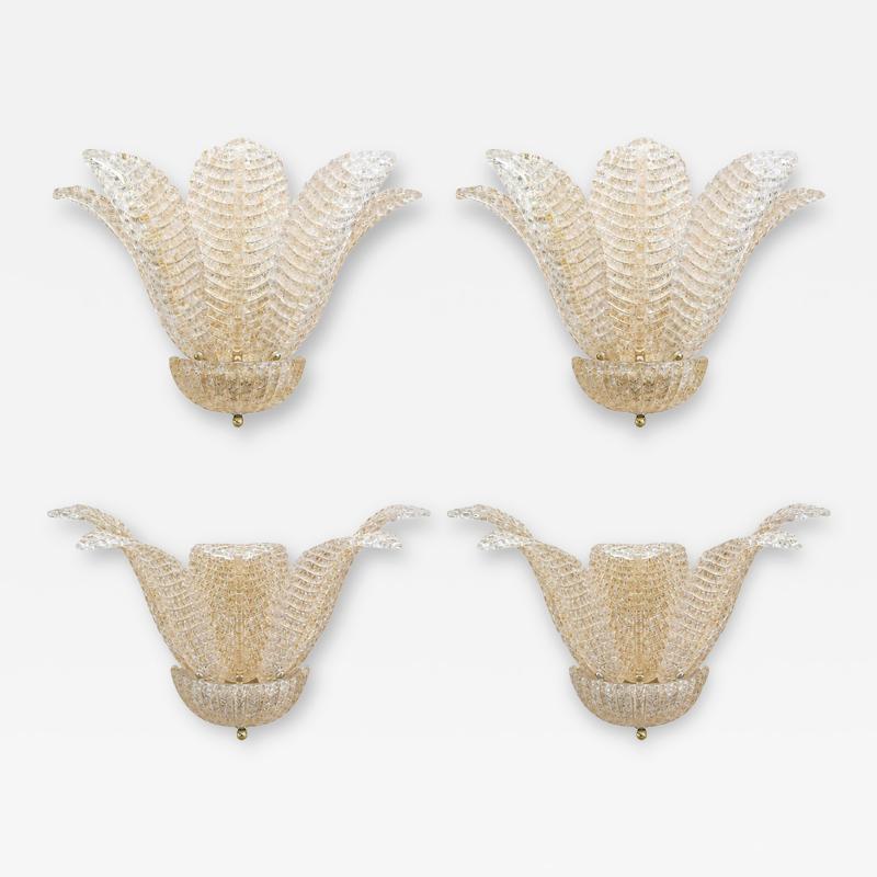  SimoEng Murano Glass Tronchi Wall Sconces in Transparent Gold by SimoEng Set of 4