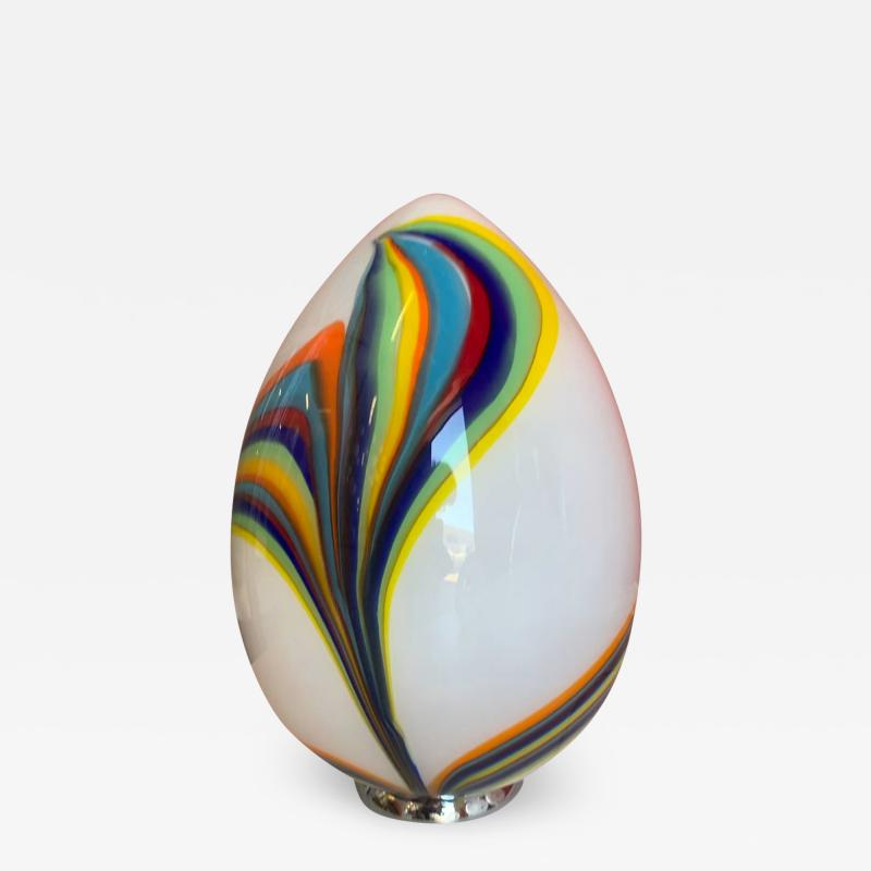  SimoEng Murano Style Glass Multicolored Reeds White Egg Lamp