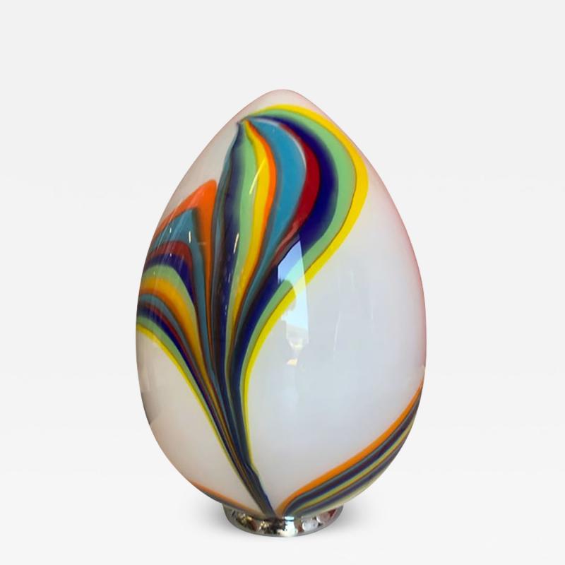  SimoEng Murano Style Glass Multicolored Reeds White Egg Lamp