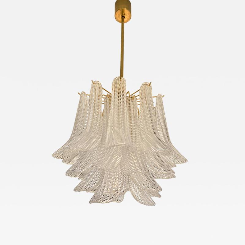  SimoEng Murano Style Glass Sella Chandelier With Gold 24k Metal Frame in Mazzega Style