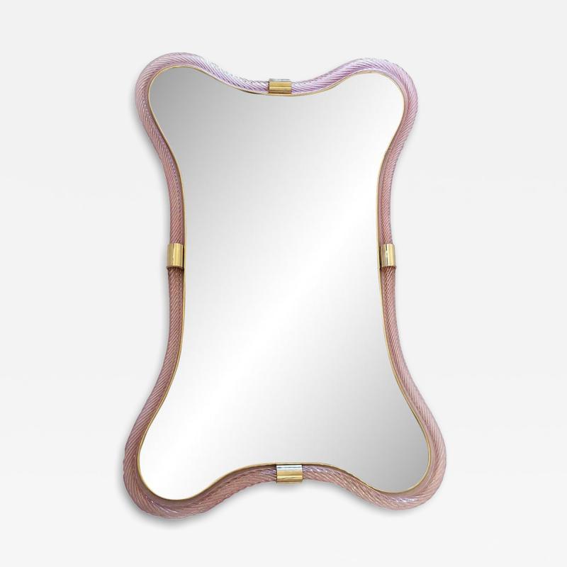  SimoEng Murano Style Scenographic Torchon Glass Designer Mirror Simoeng Pink and Gold