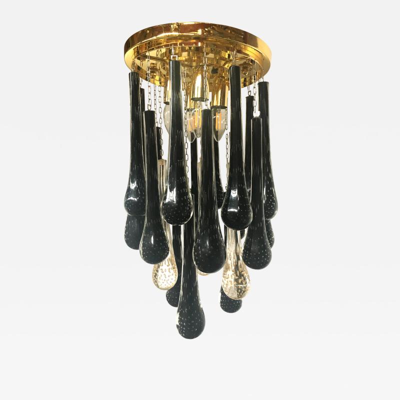  SimoEng Murano flush mount in black and transparent nig drops